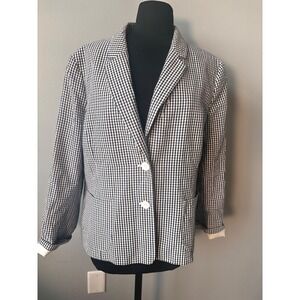 Nine West Gingham Blazer Classic Career Jacket Business Casual Size M